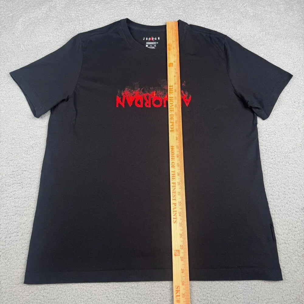 Nike Air Jordan T Shirt Mens XL Black AJ4 Fire Graphic Tee 1989 Sneaker FLAWED